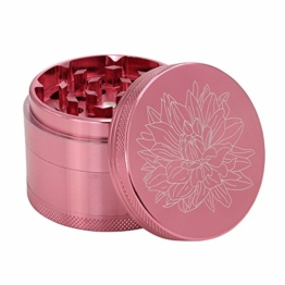 DCOU Premium Grinder Cruncher Bruchfester Aluminium Grinder Crusher Gewürze Schleifer mit Blumen auf dem Deckel Magnetisch Ø55mm Metall Spices Grinder 4 Teilig - 1