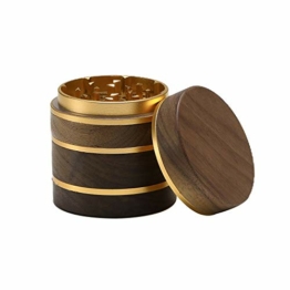 DCOU Premium große Holz Gewürzmühle Pollen Sammler mit magnetischen Deckel und Pollenfänger 4 Stück 2,5 Zoll (Gold) - 1