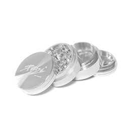 PURIZE Aluminium Kräutermühle (4-teilig) silber - ø 48 mm - Grinder Crusher für Kräuter, Tabak, Gewürze, Kaffee - 1