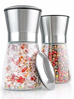 Salz und Pfeffermühle mit robustem Kegel-Keramik Mahlwerk - Salzmühle oder auch Gewürzmühle ohne Inhalt von Hannah's Homebrand® - 1