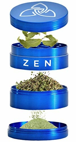 Zen Basic Pollen Grinder, Crusher Set für Tabak, Kräuter, Pollen, Blüten, Gewürze mit Pollenfach und Schaber (Blau) - 1
